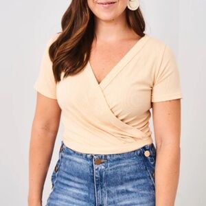Latched Mama Ribbed Short Sleeve Nursing Wrap Top